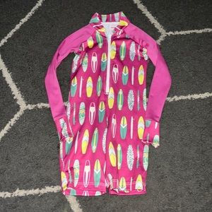 Sun Protection Zone Girls Full Zip Surfboard Print Rash Guard Size 2